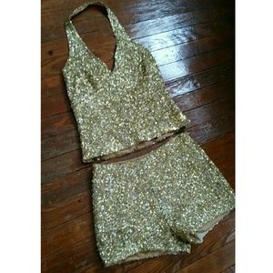 Thomas Steinbruck Sequined Halter Top and Shorts